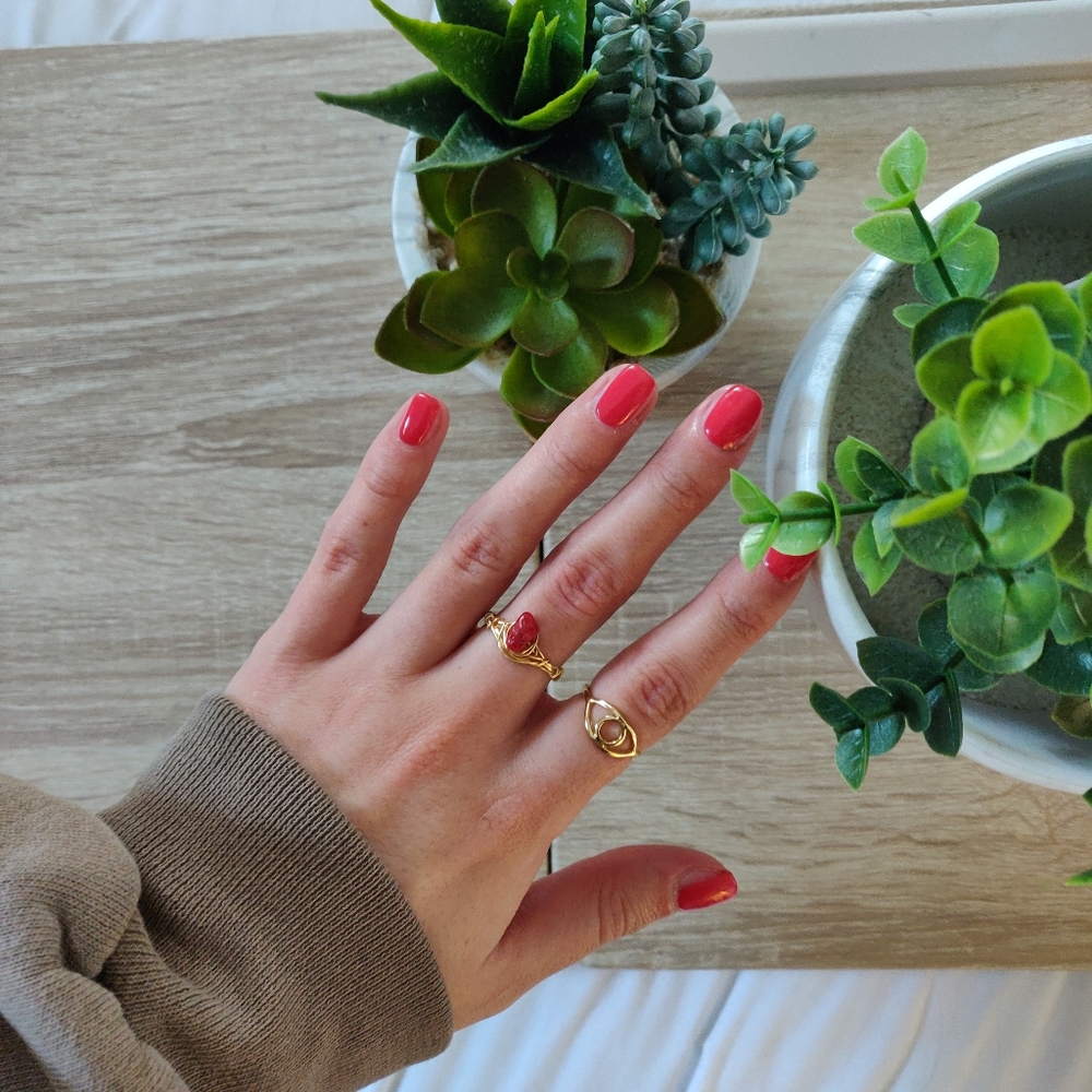 3/$20 RED JASPER CRYSTAL RING